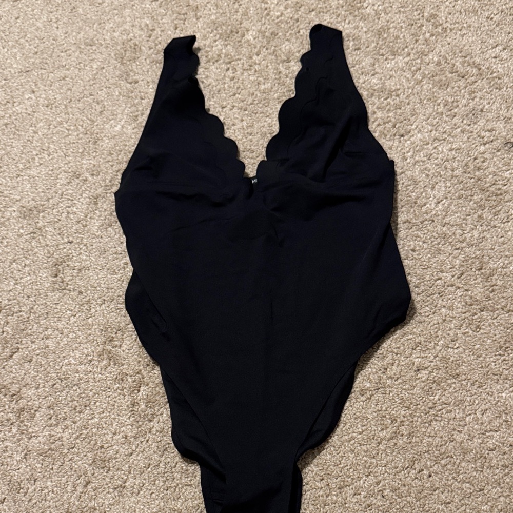 Scalloped Black one piece swimsuit